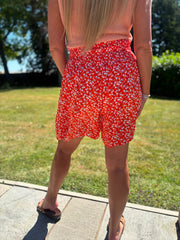 Orange Ditsy Floral Shorts Lyra