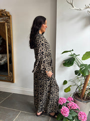 Black Geometric Tie Front Trouser Set Peyton