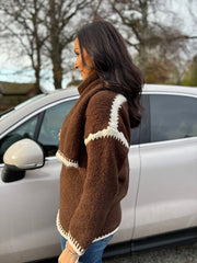 Chocolate Blanket Stitch Two Piece Knit Leanne