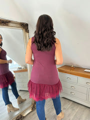 Wine Lace Mesh Hem Slip Rhianna