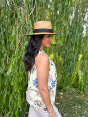 White Floral Sleeveless Top Tiana