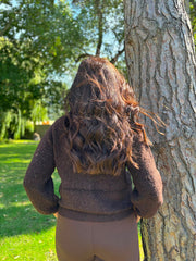 Chocolate Boucle Braid Knit Cardi Florence