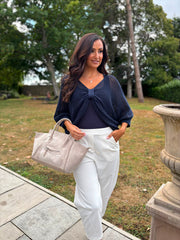 Navy Gathered Loose Knit Paige