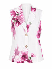 White Flower Print Top Claudette
