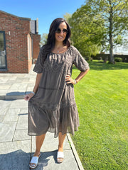 Chocolate Broderie Bardot Dress Orla