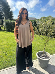 Black Sparkle Wide Leg Pull On Trousers