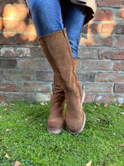 Tan Faux Suede Knee High Boots