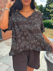 Chocolate Bubble Cotton Paisley Top Kimberly