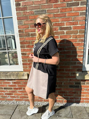 Black Stripe Block Panel Dress Jaz