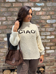 Stone Reverse Seam Slogan Knit Gigi
