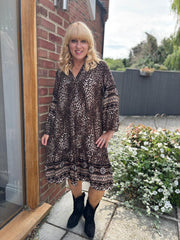 Chocolate Patterned Leopard Dress Eden