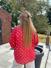 Red Polka Dot Blouse Kathy