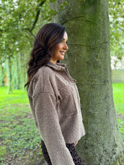 Mocha Boucle Zip Jacket Estella