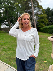 White Stud Pocket Top Serena