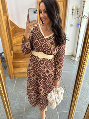 Wine Diamond Shimmer Dress Freya