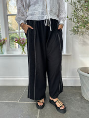 Black Embroidered Detail Trousers Tilly
