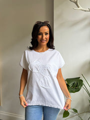 White Textured Hearts Tee Joy
