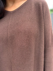 Chocolate Ribbed Knit Dress Yasmin