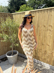 Gold Chevron Stripe Knit Dress Marcia