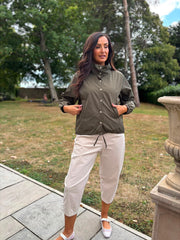 Khaki High Neck Jacket Mila
