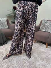 Black Leopard Stripe Wide Leg Trousers