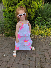 White Bubble Cotton Sun Print Dress Tabby