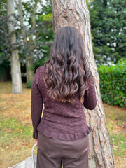 Chocolate Pattern Knit Shirt Sherry