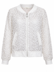 White Applique Sequin Bomber Suzy