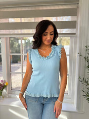 Blue Ruffle Lace Vest Lola
