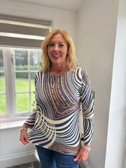 Navy Striped Chain Top Eliza