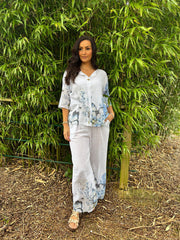 White Floral Butterfly Top Reeva