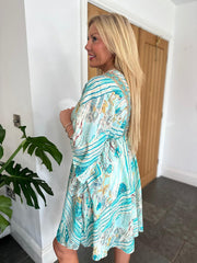 Mint Stripe Multi Pattern Kaftan Dress Mia
