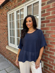 Navy Cotton Reverse Seam Knit Jo
