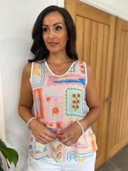 Pink Multi Pattern Vest Top Camila