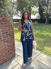 Navy Abstract Swirl Vest Isabella