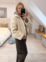 Stone Contrast Fleece Jacket Beth