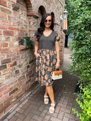 Chocolate Citrus Print Dress Polly