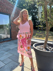 Pink Longline Tiger Bloom Wrap Skirt