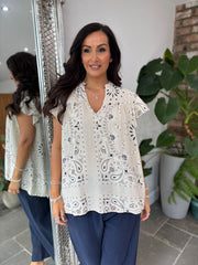 Stone Bubble Cotton Paisley Top Sammie