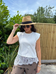 White Lace Hem Top Yasmin