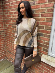 Latte Block Lines Knitted Top Dawn