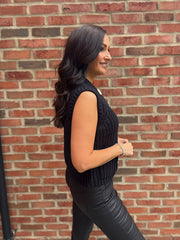 Black Chunky Knit Waistcoat Clara