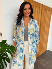 Blue Watercolour Longline Shirt Polly