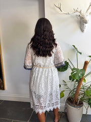 White Lace Bohemian Midi Dress Cara
