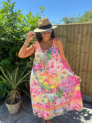 Pink Tropical Tassel Dress Seren