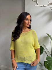 Yellow Sequin Sparkle Knit Sabrina