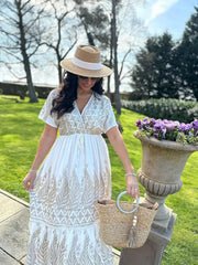 White Boho Tiered Maxi Dress Rosalie