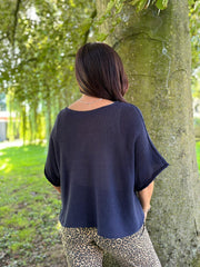 Navy Cotton Reverse Seam Knit Jo