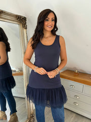 Navy Lace Mesh Hem Slip Rhianna