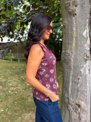Wine Leopard Ruffle Trim Vest Zoe